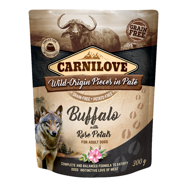 Carnilove Buffalo with Rose Blossom for Adult Dogs (Wet Food Pouches) 300g