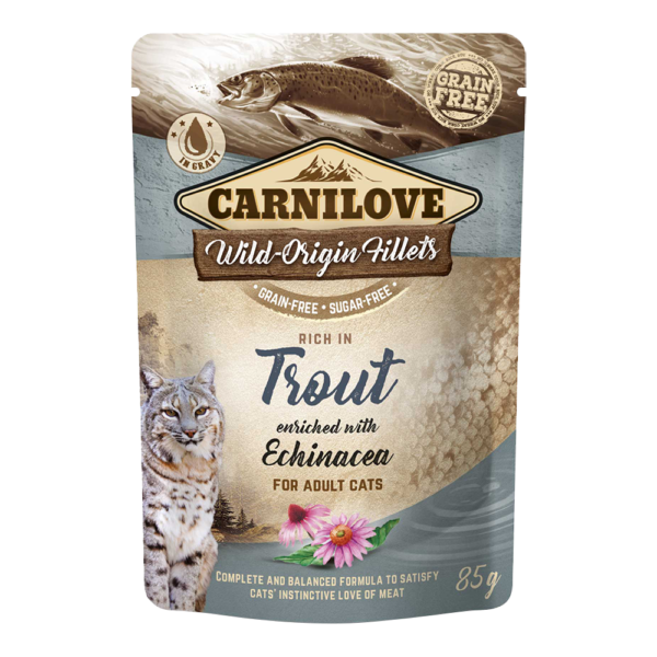 Carnilove Trout enriched with Echinacea for Adult Cats (Wet Food Pouches) 85g