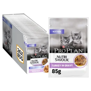 PRO PLAN KITTEN, WET CAT FOOD WITH TURKEY GRILLED IN GRAVY, 26 X 85G